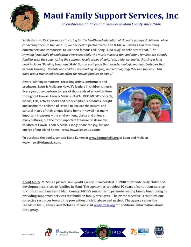 Press Release - ‘Ono Stuff, a local children’s book that brings music and families together - 20220910